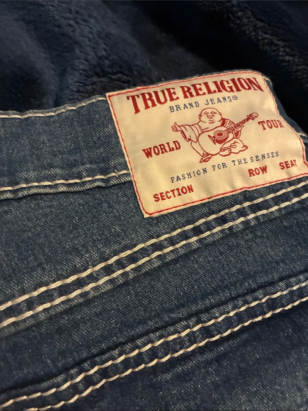 True Religion Dark Indigo Boot-Cut Jeans with Signature Back Pockets